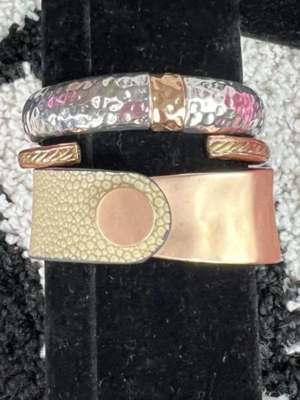 Mixed metal bangle bracelet stack